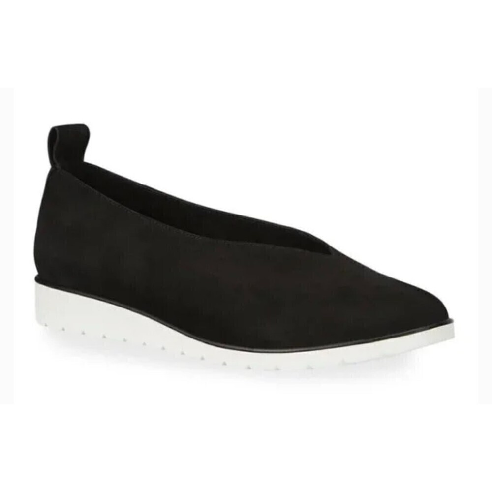 Eileen Fisher Humor Wedge Ballet Flat in Suede Black Size: 10